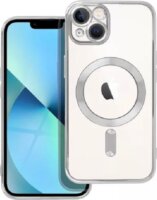 Electro Mag Apple iPhone 14 Pro Max MagSafe Szilikon Tok - Átlátszó/Ezüst