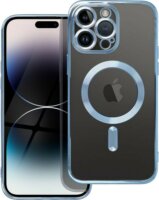 Electro Mag Apple iPhone 14 Pro Max MagSafe Szilikon Tok - Átlátszó/Kék