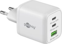 Goobay 64754 2x USB-C / USB-A Hálózati töltő - Fehér (65W)