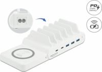 Delock 41450 2x USB Type-C / 3x USB-A / Vezeték nélküli Hálózati töltő - Fehér (100W)