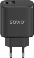 Savio LA-06/B USB-C / USB-A Hálózati töltő - Fekete (30W)
