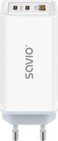 Savio LA-07 GaN 2x USB-C / USB-A Hálózati Gyorstöltő Adapter 65W - Fehér