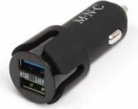 M.N.C, 55054BK 2x USB-A Autós Töltő - Fekete (5V / 2,1A)