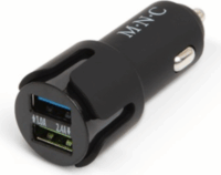 M.N.C, 54931BK 2x USB-A Autós Töltő - Fekete (5V / 2,4A)
