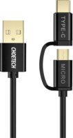 Choetech XAC-0012-101BK USB-A - Micro USB / USB-C apa Adat és töltő kábel - Fekete (1.2m)