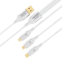 Vipfan X15 USB-A apa - Lightning / MircoUSB / USB-C apa 2.0 Adat és töltő kábel - Fehér (1.2m)