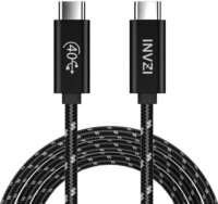 Invzi INVUSB4 USB-C apa - USB-C apa 4.0 Adat és töltőkábel - Fekete (1m)