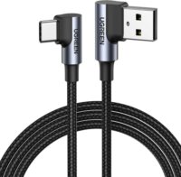 Ugreen US176 USB-A apa - USB-C apa 2.0 Derékszögű adat és töltőkábel - Fekete (3m)