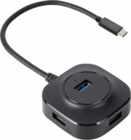 VCOM DH-307C USB HUB (1x USB-C; 4x USB-A) Fekete