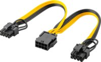Goobay 8pin anya - 2x 6+2pin apa PCIe Tápegység kábel 0.46m - Fekete/Sárga