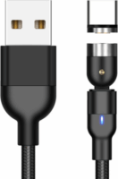 Maclean MCE474 USB-A apa - USB-C apa 3.0 Mágneses adat és töltő kábel - Fekete (1m)