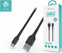 Devia Gracious USB-A apa - USB Type-C apa Adat és töltő kábel - Fekete (2m)