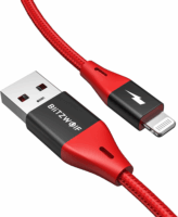 BlitzWolf BW-MF10 Pro USB-A apa - Lightning apa 2.0 Adat és töltő kábel - Piros (1.8m)