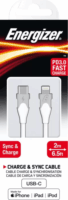 Energizer USB-C apa - Lightning apa 2.0 Adat és töltő kábel - Fehér (2m)
