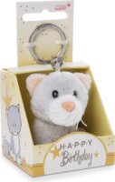 Nici Cica plüss kulcstartó Happy Birthday feliratú dobozban - 6 cm