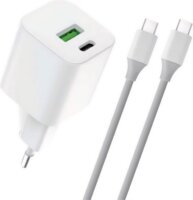 Blautel 4-OK USB-C / USB-A Hálózati töltő + USB-C kábel - Fehér (30W)