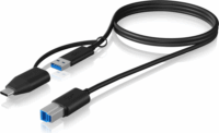 Icy Box IB-CB032 USB Type-B - USB Type-C / USB-A apa 3.2 Adat és töltő kábel - Fekete (1m)