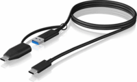 Icy Box IB-CB034 USB Type-C apa - USB-A / USB Type-C 3.2 Adat és töltő kábel - Fekete (1m)
