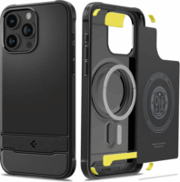 Spigen Rugged Armor MagFit Apple iPhone 15 Pro MagSafe Tok - Matt fekete