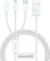 Baseus Superior Series USB-A apa - Micro USB/Lightning/USB-C apa 2.0 Adat és töltőkábel - Fehér (1m)