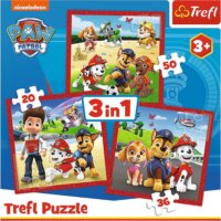 Trefl Mancs őrjárat: Boldog kutyik 3 az 1-ben puzzle 20, 36, 50 darabos