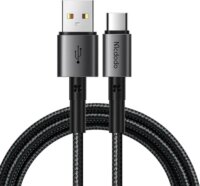Mcdodo CA-3590 USB-A apa - USB Type-C apa Adat és töltő kábel - Fekete (1.2m)
