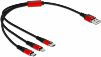 Delock 85891 USB-A apa - USB Type-C / MicroUSB / Lightning apa Adat és töltő kábel - Fekete (30cm)