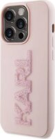 Karl Lagerfeld 3D Rubber Glitter Logo Apple iPhone 15 Pro Tok - Rózsaszín