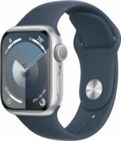 Apple Watch Series 9 GPS (41mm) Okosóra - Ezüst Aluminiumtok Sötétkék Sportszíjjal