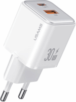 USAMS US-CC189 X-Ron Series USB-C / USB-A Hálózati töltő - Fehér (30W)