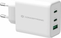 Conceptronic ALTHEA12W 2x USB-C / USB-A Hálózati Gyorstöltő Adapter 65W - Fehér