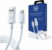 3mk Hyper USB-A apa - USB-C apa töltő/adat kábel - Fehér (1.2m)