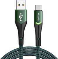Mcdodo Magnificence CA-7961 LED USB-A apa - USB-C apa 2.0 Adat és töltőkábel - Zöld (1m)