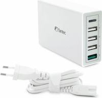 Fantec QC3-A51 USB-C / 4x USB-A Hálózati töltő - Fehér (40W)