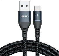 Remax Colorful Light RC-152a USB-A apa - USB-C apa 2.0 Adat és töltőkábel - Fekete (1m)