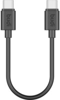 Budi 023TT025 USB-C apa - USB-C apa 2.0 Adat és töltőkábel - Fekete (0.25m)