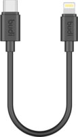 Budi 023TL025 USB-C apa - Lightning apa 2.0 Adat és töltőkábel - Fekete (0.25m)