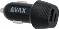 Avax CC302B Carly 1x USB-A / 1x USB Type-C Autós töltő - Fekete (20W)