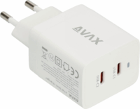 Avax CH900W Prime GaN 2x USB Type-C Hálózati töltő - Fehér (47W)