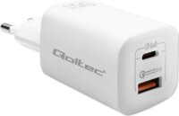 Qoltec Gan Ultra USB-A / USB-C hálózati töltő - Fehér (65W)