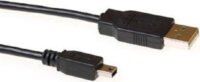 ACT SB2415 USB2.0 A apa - USB mini B5 apa adat/töltő kábel - Fekete (5m)