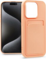 Haffner Apple iPhone 15 Pro Max Hátlap Tok Kártyatartóval - Rózsaszín