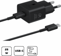 Samsung EP-T2510XBEGEU USB-C Hálózati töltő kábellel - Fekete (25W)