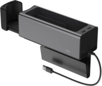 Baseus Deluxe fém autós rendszerező pohártartóval 2x USB Töltővel - Fekete