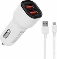 S-Link SL-EC30L 2x USB-A Autós töltő + Lightning kábel - Fehér (17W)