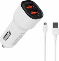 S-Link SL-EC30M 2x USB-A Autós töltő + Micro USB kábel - Fehér (17W)