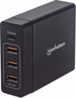 Manhattan Power Delivery Charging Station USB-C / 3x USB-A Hálózati töltő - Fekete (72W)