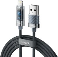 Toocki TXCLZX0G-01 USB-A apa - Lightning apa Adat és töltő kábel - Szürke (1m)