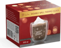 Family Christmas 57176E 300ml Dupla Falú Üveg Pohár - Hópehely Mintás