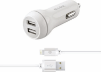 S-Link SW-C530 2x USB-A Autós töltő + Micro USB kábel - Fehér (5W)